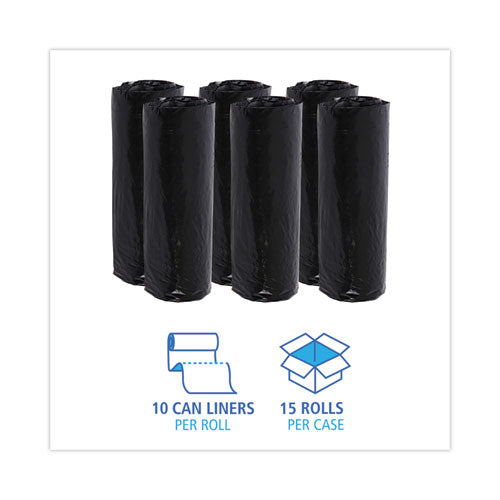 24x32 16 Gal, 1 Mil Black Boardwalk Low-Density Waste Can Liners, Perforated Roll, 150/cs