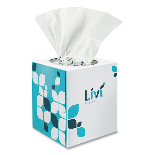 LIVI Cube Facial Tissue, 2-Ply, White, 90 Sheets/Box, 36 Boxes/cs