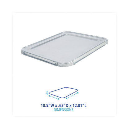 Aluminum Steam Table Pan Lids, Fits Half-Size Deep Pan, 290 Gauge, 0.63" Deep, 10.5 x 12.81, 100/Carton