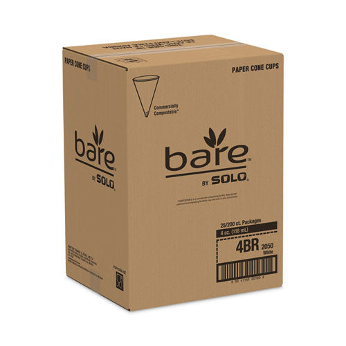 4oz SOLO Cone Water Cups, Cold, Paper, White, 200/pk