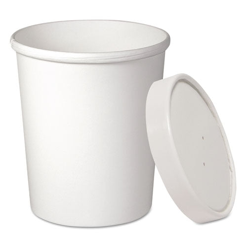 32oz SOLO Flexstyle Double Poly Food Combo Packs, White, Paper, 25 Cups and 25 Lids/Pack, 10 Packs/Carton