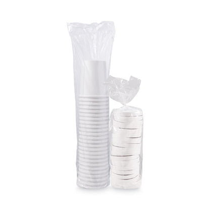 32oz SOLO Flexstyle Double Poly Food Combo Packs, White, Paper, 25 Cups and 25 Lids/Pack, 10 Packs/Carton