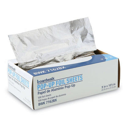 Boardwalk Standard Aluminum Foil Pop-Up Sheets, 63 Gauge, 9x10.75, 500 Sheets per Box, 1 PK