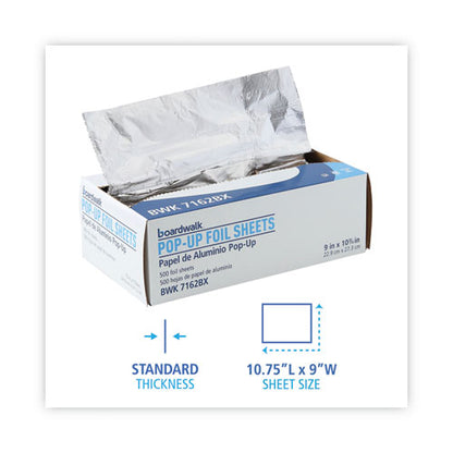 Boardwalk Standard Aluminum Foil Pop-Up Sheets, 63 Gauge, 9x10.75, 500 Sheets per Box, 1 PK