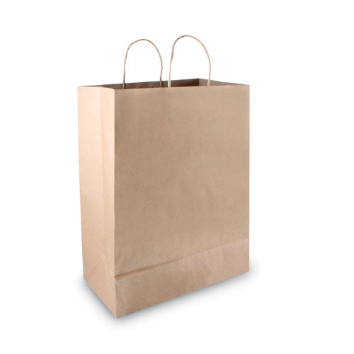 12x6.5x17 COSCO Premium Shopping Bag, Natural Twisted-Paper Handles, Brown, 50/Box