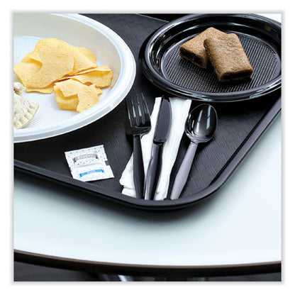 Boardwalk Six-Piece Cutlery Kit, Condiment/fork/knife/napkin/teaspoon, Black, 250/ct