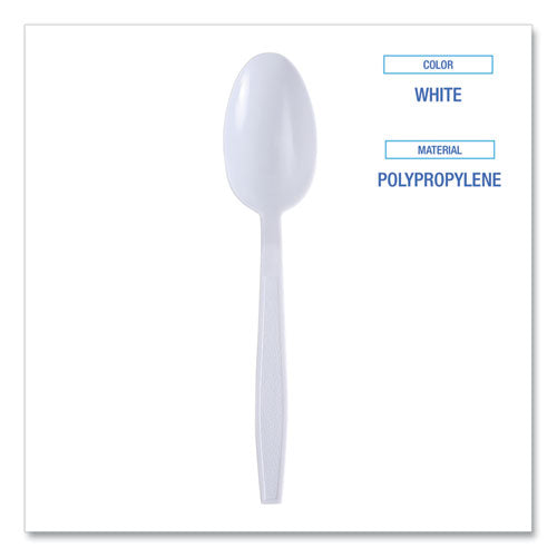 Boardwalk Heavyweight Wrapped Polypropylene Cutlery, Teaspoon, White, 1,000/ct