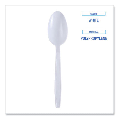 Boardwalk Heavyweight Wrapped Polypropylene Cutlery, Teaspoon, White, 1,000/ct