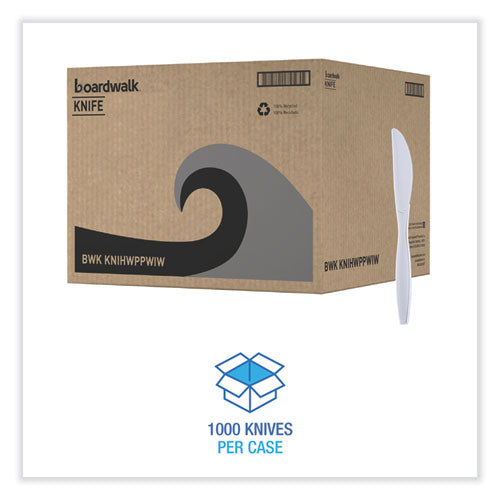 Boardwalk Heavyweight Wrapped Polypropylene Cutlery, Knife, White, 1,000/carton