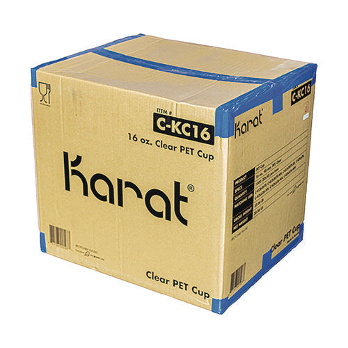 16oz Karat PET Plastic Cups, Clear, 1,000/ct