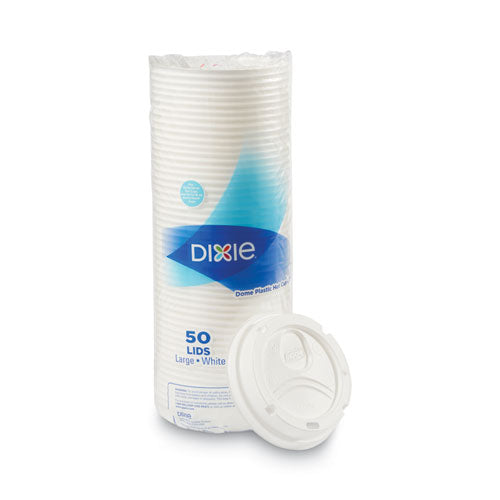 10-16-12-20oz Dixie Dome Drink-Thru Lids, Perfectouch Wisesize Cup, White, 50/pack