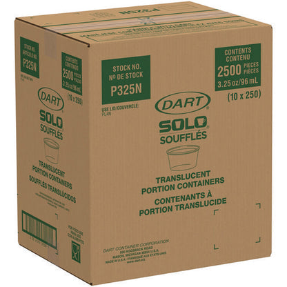 3.25oz Solo Polystyrene Portion Cups, Translucent, 2500/cs
