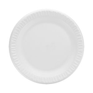 9 Inch Dart Concorde Non-Laminated Foam Plates White No Compartments 500/cs