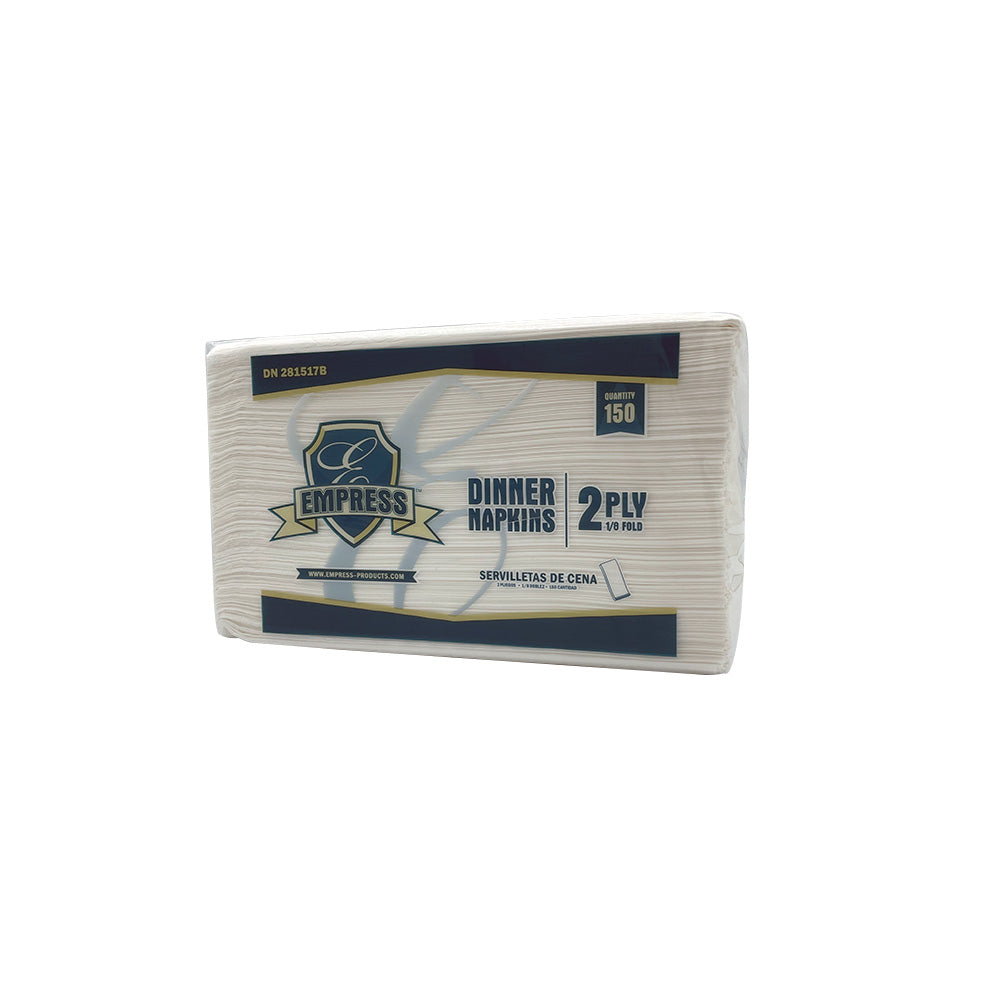 14.2x16.5 2-Ply Dinner Napkin Brick Pack, White, 1/8 Fold, 3000/cs