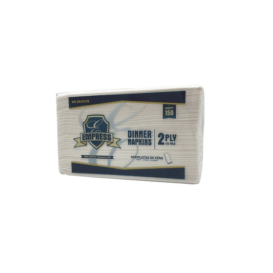 14.2x16.5 2-Ply Dinner Napkin Brick Pack, White, 1/8 Fold, 3000/cs
