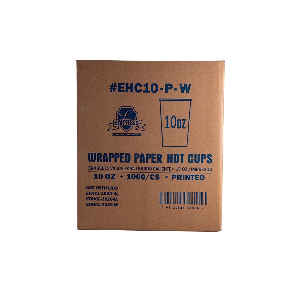 Empress 10oz Wrapped Squat Paper Hot Cup Stock Good Day Print 20/50