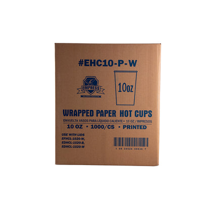 Empress 10oz Wrapped Squat Paper Hot Cup Stock Good Day Print 20/50