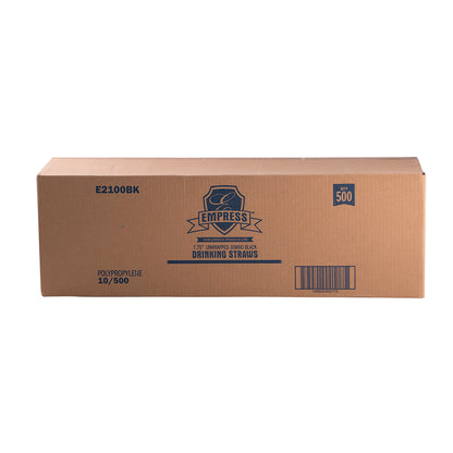 Empress Jumbo Straw Unwrapped 7.75" Black Boxed 10 boxes of 500
