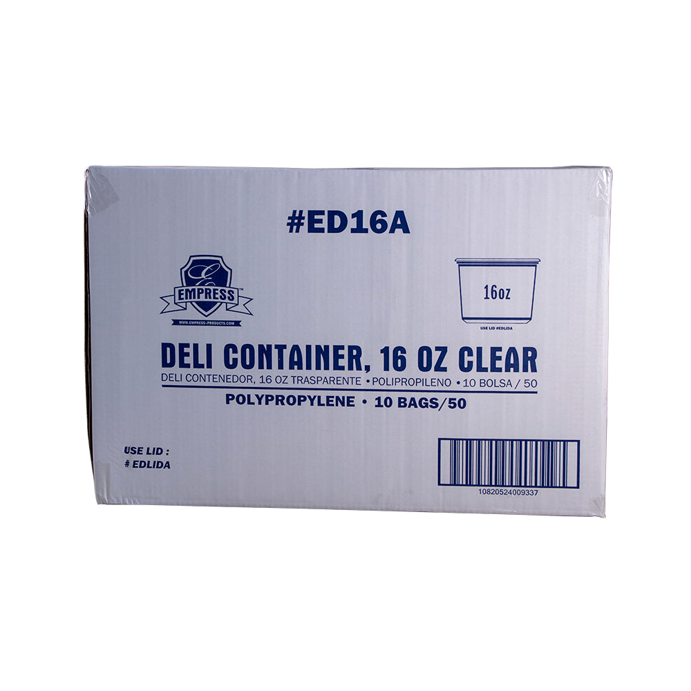 16oz Empress Deli Containers, Clear, 500/cs