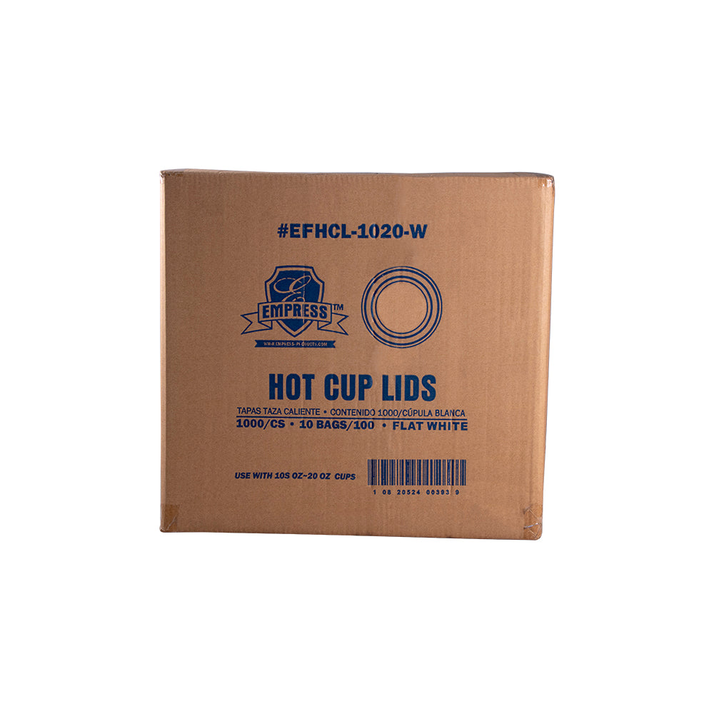 10-20oz Empress Flat Lid for Paper Hot Cup White 10 / 100 cs