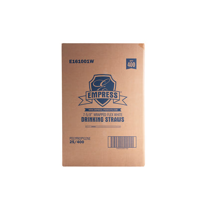 7.625 inch Empress Jumbo Flex Straw Paper Wrapped White Boxed 25 / 400 cs