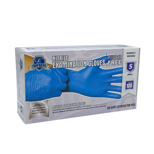 Small Nitrile Glove Blue Empress Exam Grade Powder Free 10 / 100 cs