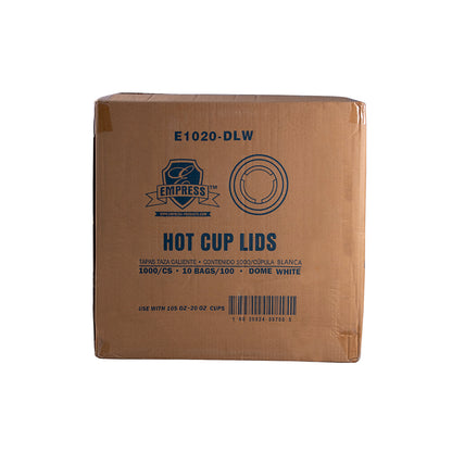 10-20oz Empress Dome Lid Paper Hot Cups White 1000/cs