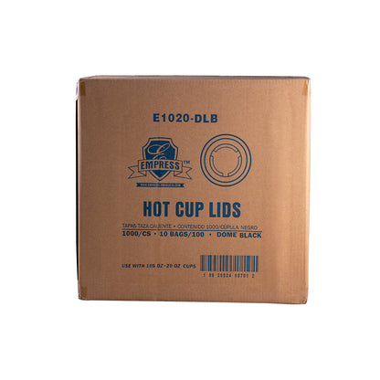 10-20oz Dome Lid for Paper Hot Cups Black 90 mm Rim Empress 1000/cs