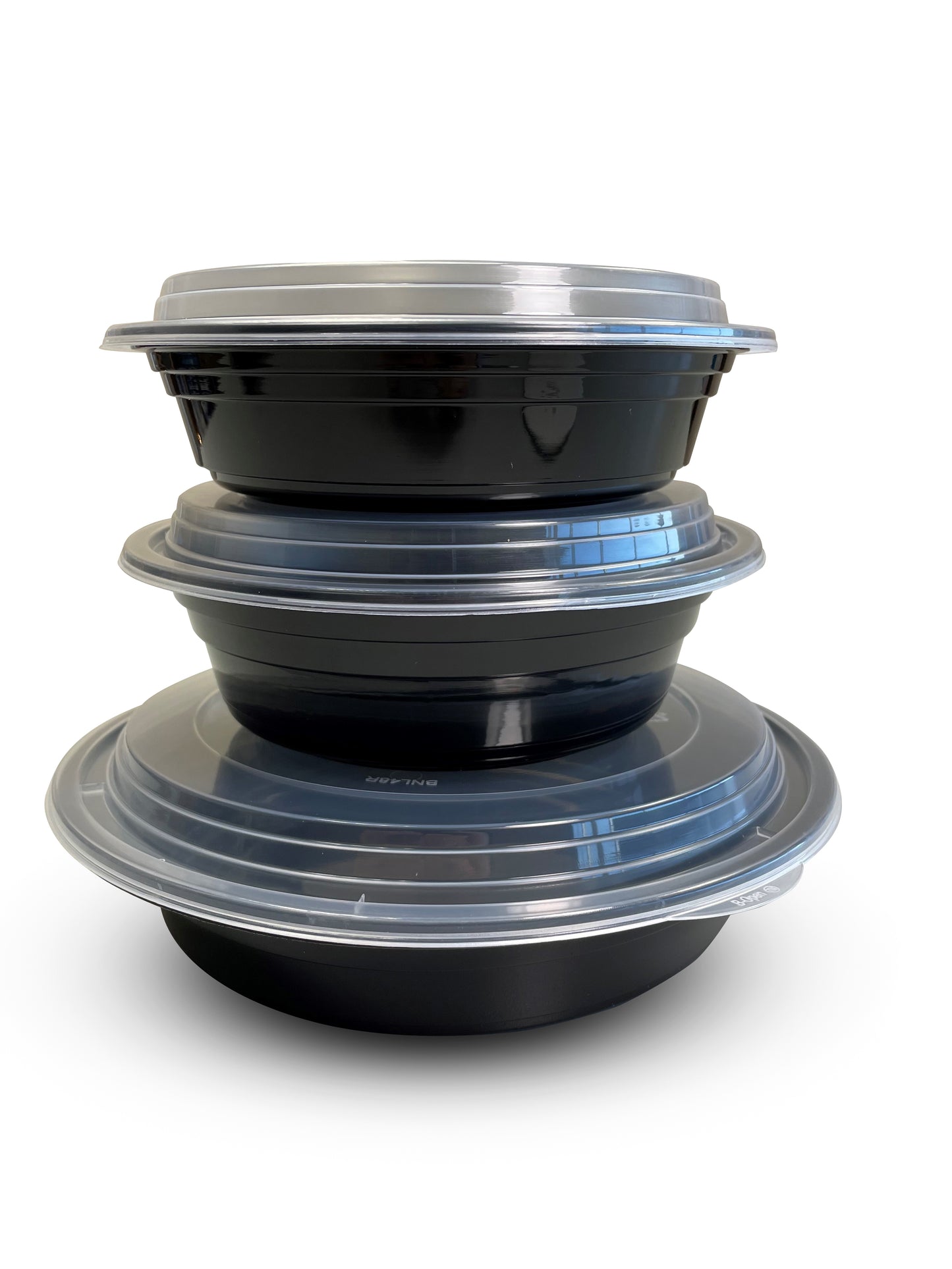 Empress 24 oz 7" Round Container Combo Black Base w/ Clear Lid 150 Containers