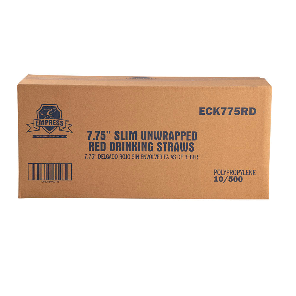 7.75 inch Semi Slim Stirrer Unwrapped Red, Empress, 500/box, 10 box/cs