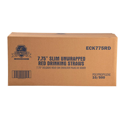 7.75 inch Semi Slim Stirrer Unwrapped Red, Empress, 500/box, 10 box/cs