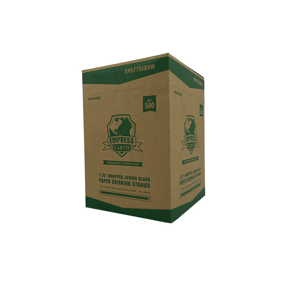 Empress Earth 7.75" Black Jumbo Paper Straws Wrapped 4 / 500 cs