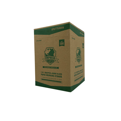 Empress Earth 7.75" Black Jumbo Paper Straws Wrapped 4 / 500 cs
