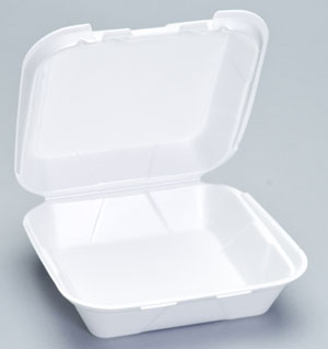 8x8 Medium 1 Comp Foam Hinged Container White 200/cs