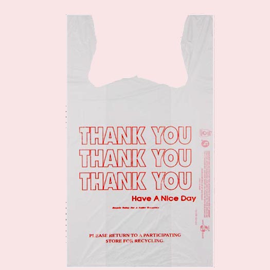 IBS 1/6 Thank You Red Print White T-Shirt Bag 850 PK