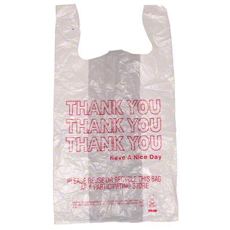 11x6.5x20.5 IBS T-Sack 1/6 BL White 12 mic Thank You Print 100/cs