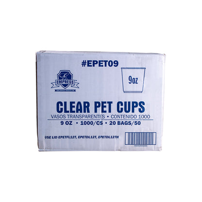 9oz Squat PET Clear Cups 1000/cs