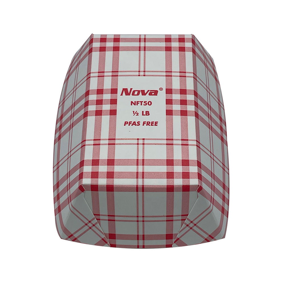 1/2lb Red Plaid Food Tray PFAS Free 1000/cs