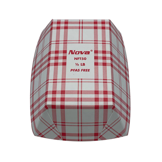 1/2lb Red Plaid Food Tray PFAS Free 1000/cs