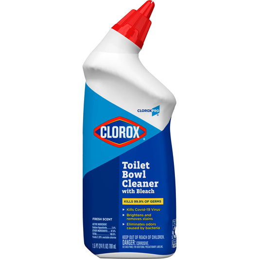 24oz Clorox Toilet Bowl Cleaner With Bleach, Fresh Scent, Bottle, 2 PK