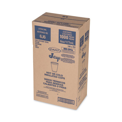 6oz 6J6 Dart Foam Drink Cups, White, 1000/cs