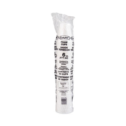 6oz 6J6 Dart Foam Drink Cups, White, 1000/cs