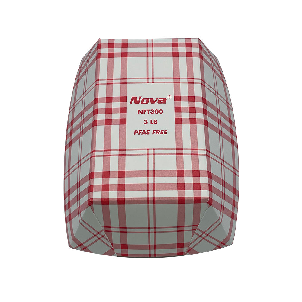 3lb Red Plaid Food Tray PFAS Free 500/cs