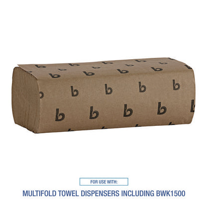 9x9.45 Multifold Paper Towels, 1-Ply, Natural, Boardwalk, 4000/cs