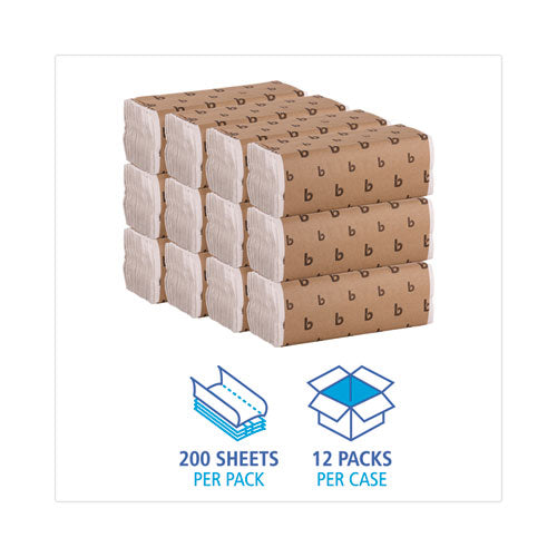 Boardwalk C-Fold Paper Towels, 1-Ply, 11.44 x 10, Bleached White, 198 Sheets/Pack, 12 Packs/Carton