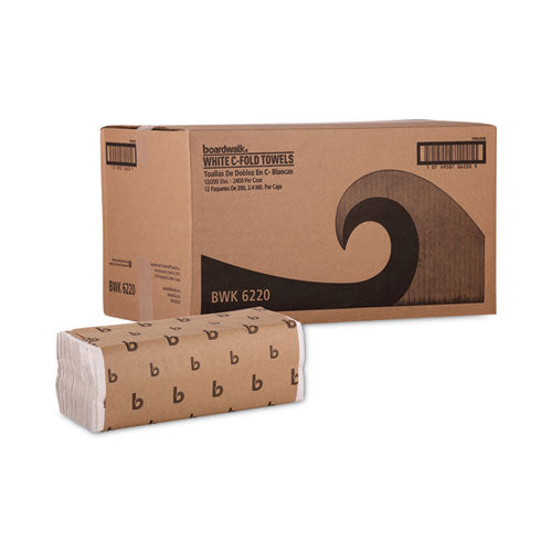 Boardwalk C-Fold Paper Towels, 1-Ply, 11.44 x 10, Bleached White, 198 Sheets/Pack, 12 Packs/Carton