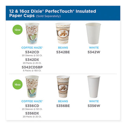 12oz Dixie Perfectouch Paper Hot Cups, Coffee Haze Design, 50/pk