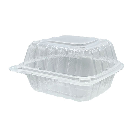 6x6 1 Compartment Empress PP Hinged Container Vented Clear 300/cs