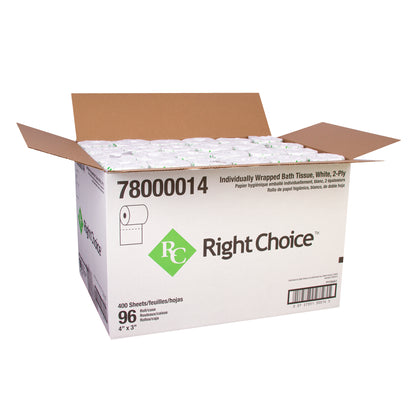 4x3 Paper SBT Bath Tissue 2-Ply 400-Sheets, White, 96/cs
