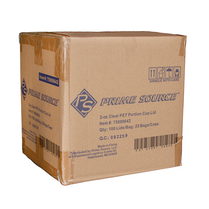 2oz Prime Source PET Portion Cup Lid, Clear, 2500/cs